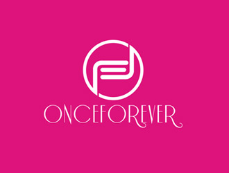 郭慶忠的英文:onceforever  +中文:萬姿艾唯logo設(shè)計