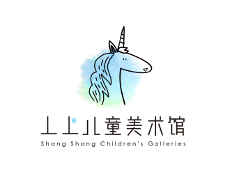 線條行動物品牌logo-丄上兒童美術(shù)館logo設(shè)計